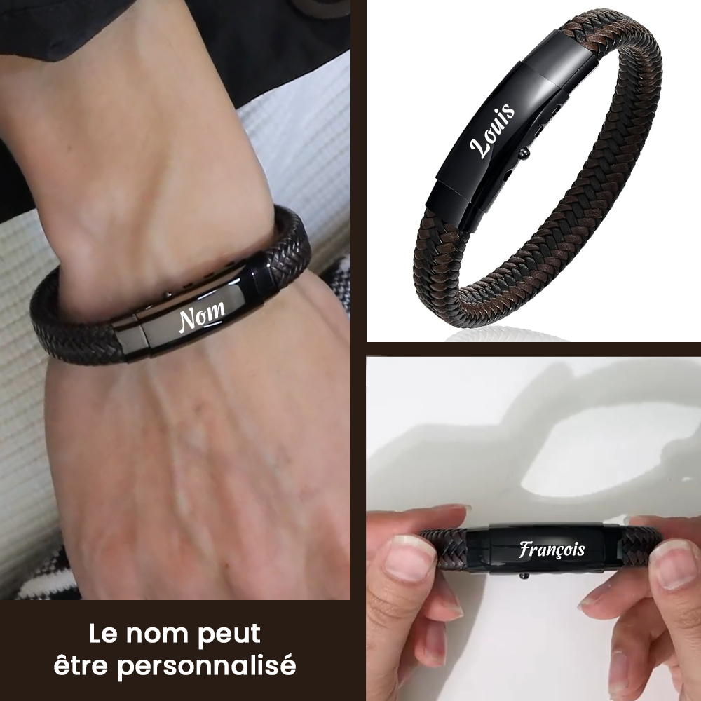 Bracelet En Cuir Tressé Marron Personnalisé - Famille - À Mon Fils - Je Crois En Toi Et Je Ne Cesserai Jamais De T'aimer - Frgbzu16001