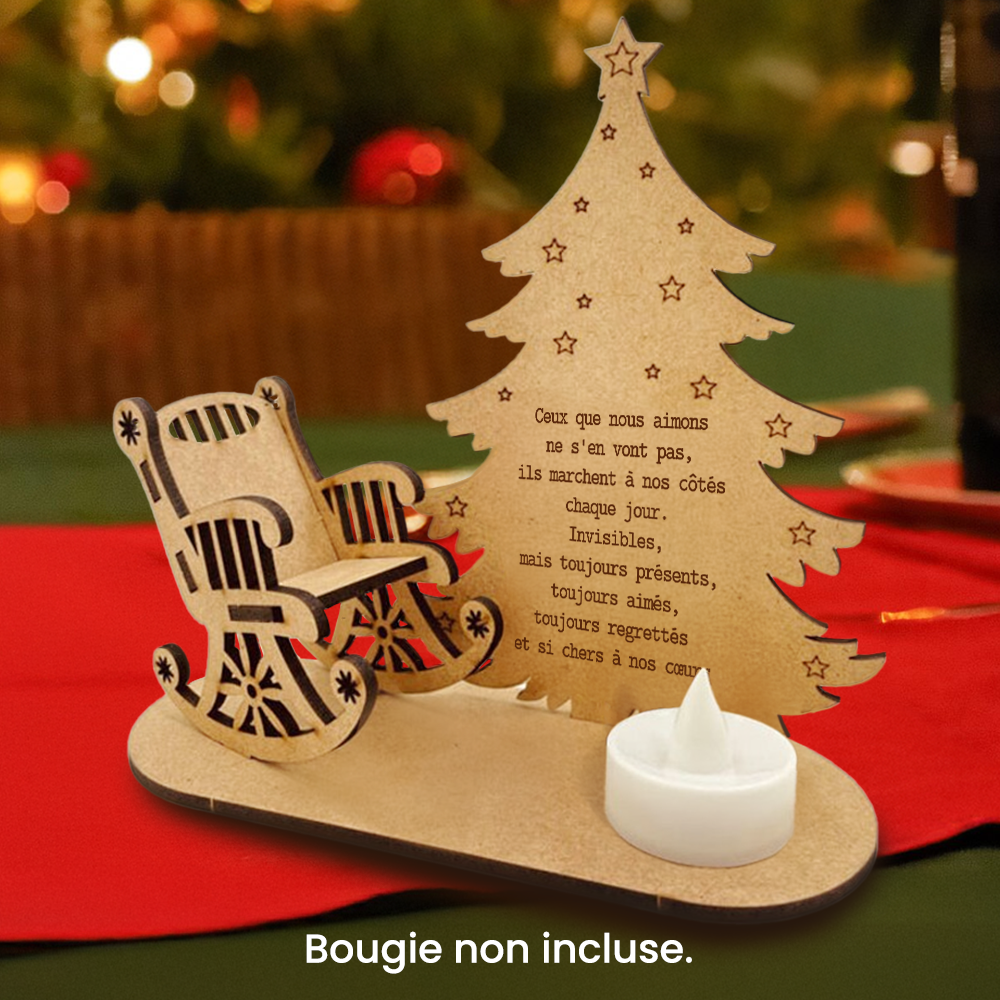 Présentoir Bougie Commémoratif de Noël Personnalisé - Famille - En mémoire des êtres chers - Frgblc34003