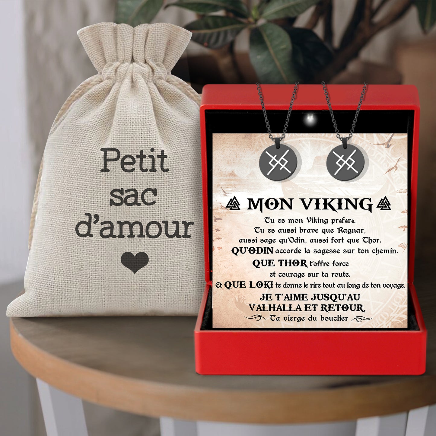 Colliers De Runes D'amour Éternel Pour Couple - Viking - Mon Viking - Je T'aime - Frgawi26001