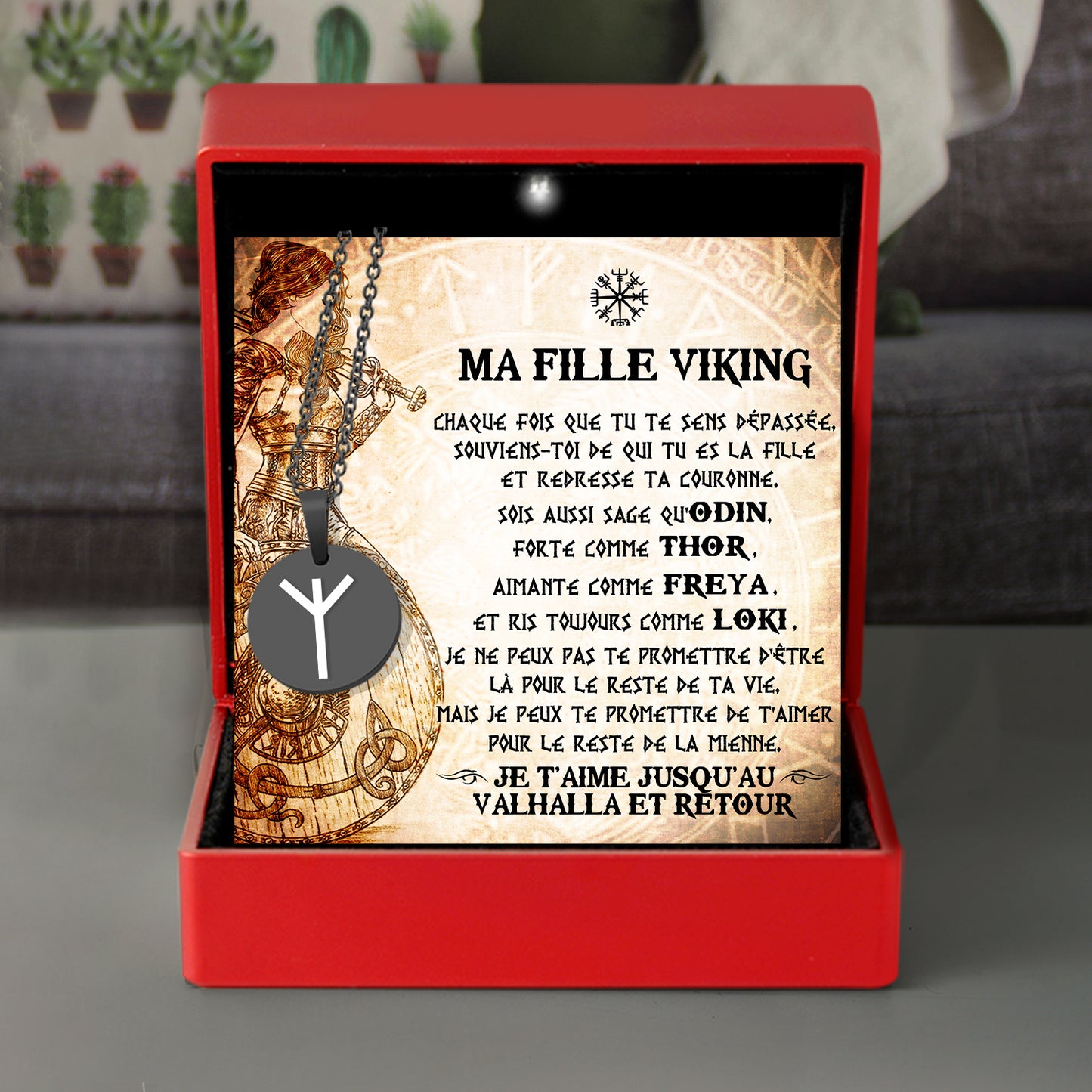 Collier Rune De Force - Viking - Ma Fille Viking - Je T'aime Jusqu'au Valhalla Et Retour - Frgawi17003