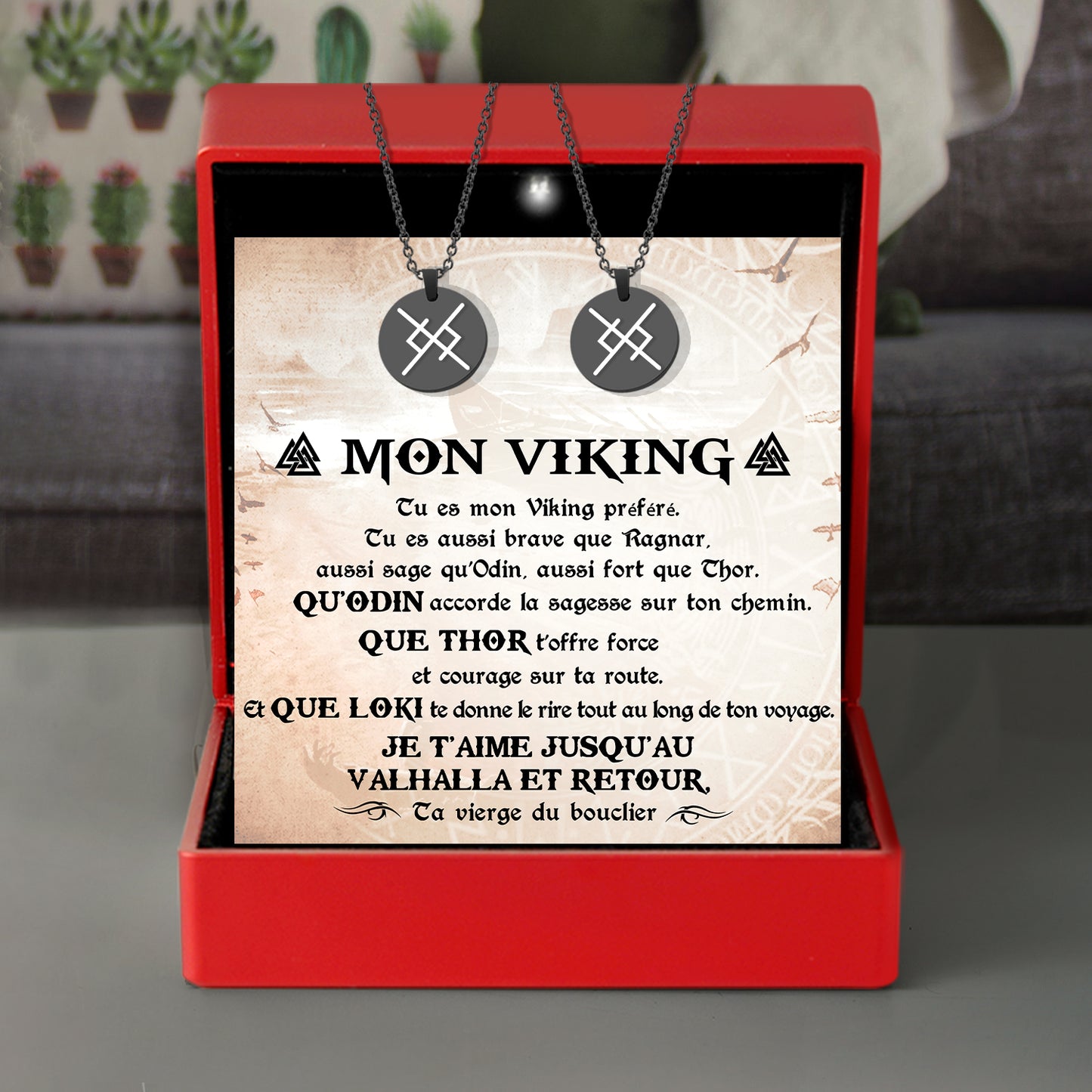 Colliers De Runes D'amour Éternel Pour Couple - Viking - Mon Viking - Je T'aime - Frgawi26001