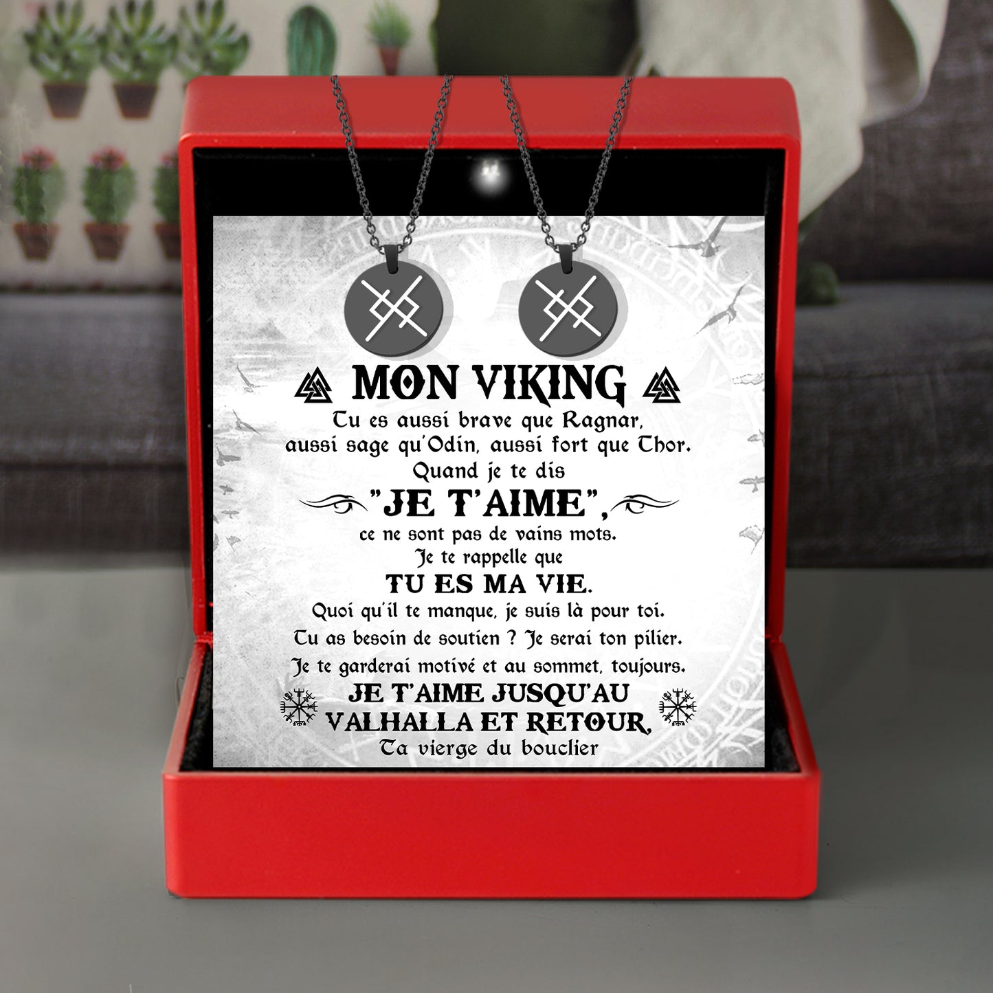 Colliers De Runes D'amour Éternel Pour Couple - Viking - Mon Viking - Tu Es Ma Vie - Frgawi26002