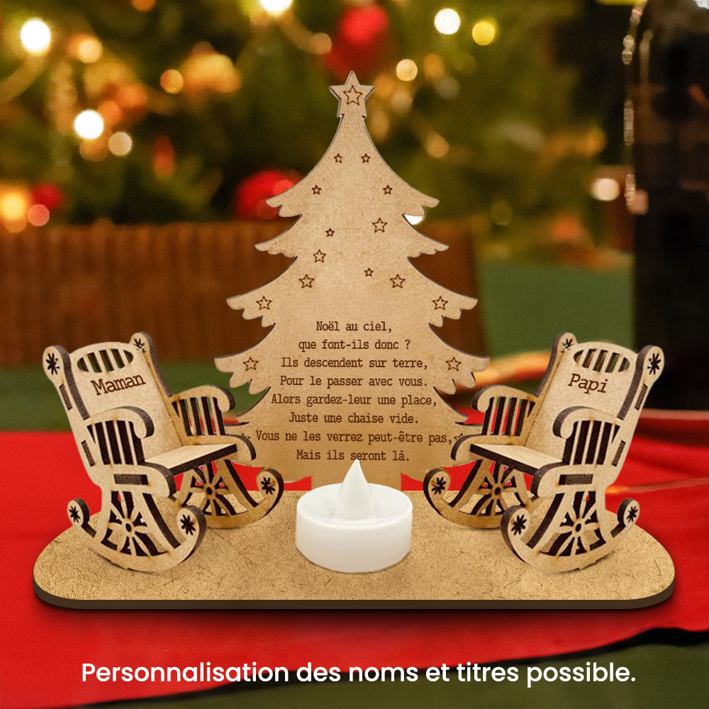 Présentoir Bougie Commémoratif de Noël Personnalisé - Famille - En mémoire des êtres chers - Frgblc34001