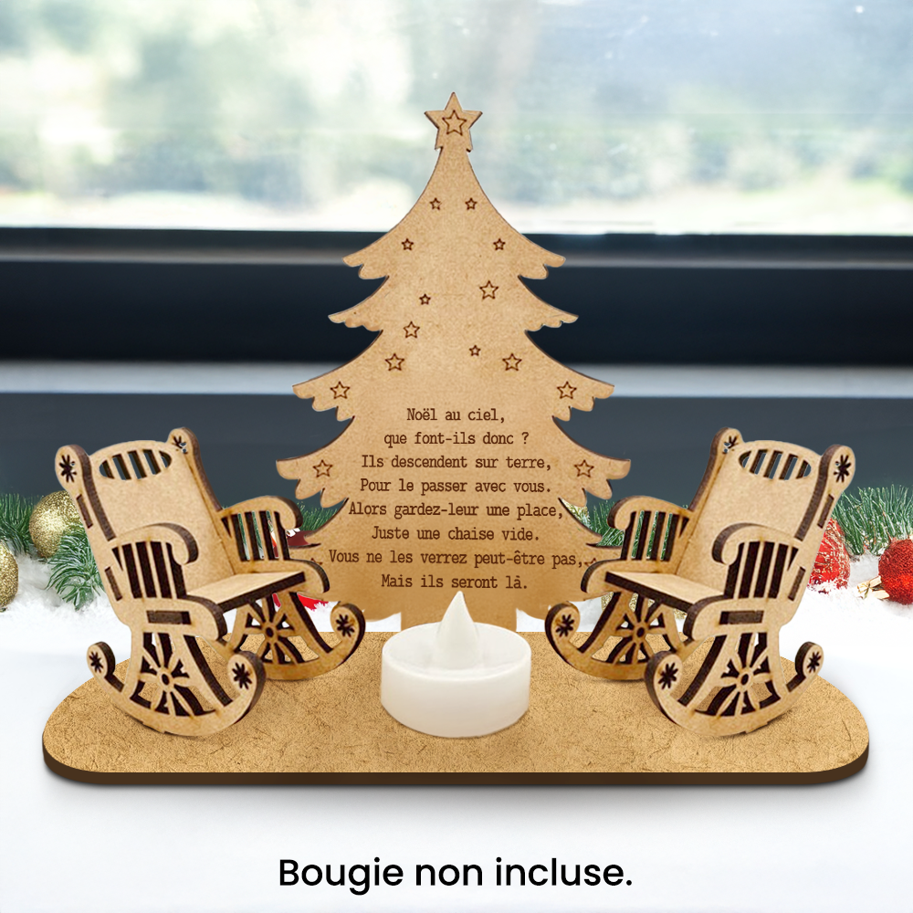 Présentoir Bougie Commémoratif de Noël Personnalisé - Famille - En mémoire des êtres chers - Frgblc34001