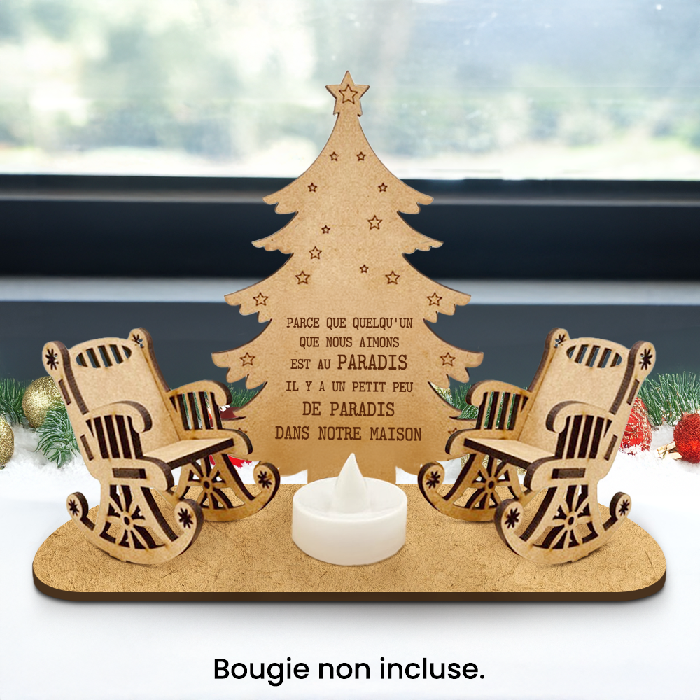 Présentoir Bougie Commémoratif de Noël Personnalisé - Famille - En mémoire des êtres chers - Frgblc34004