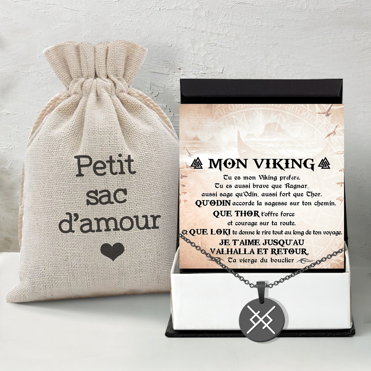 Colliers De Runes D'amour Éternel Pour Couple - Viking - Mon Viking - Je T'aime - Frgawi26001