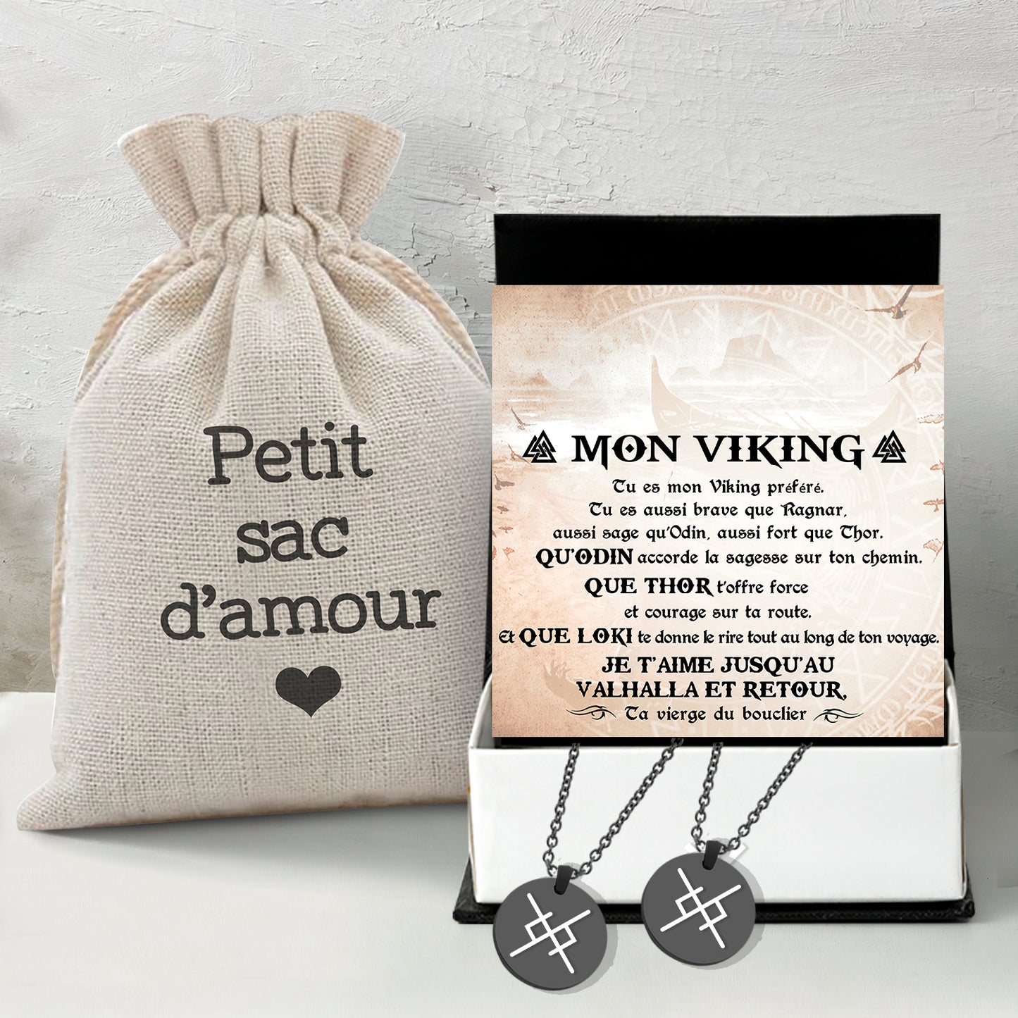 Colliers De Runes D'amour Éternel Pour Couple - Viking - Mon Viking - Je T'aime - Frgawi26001