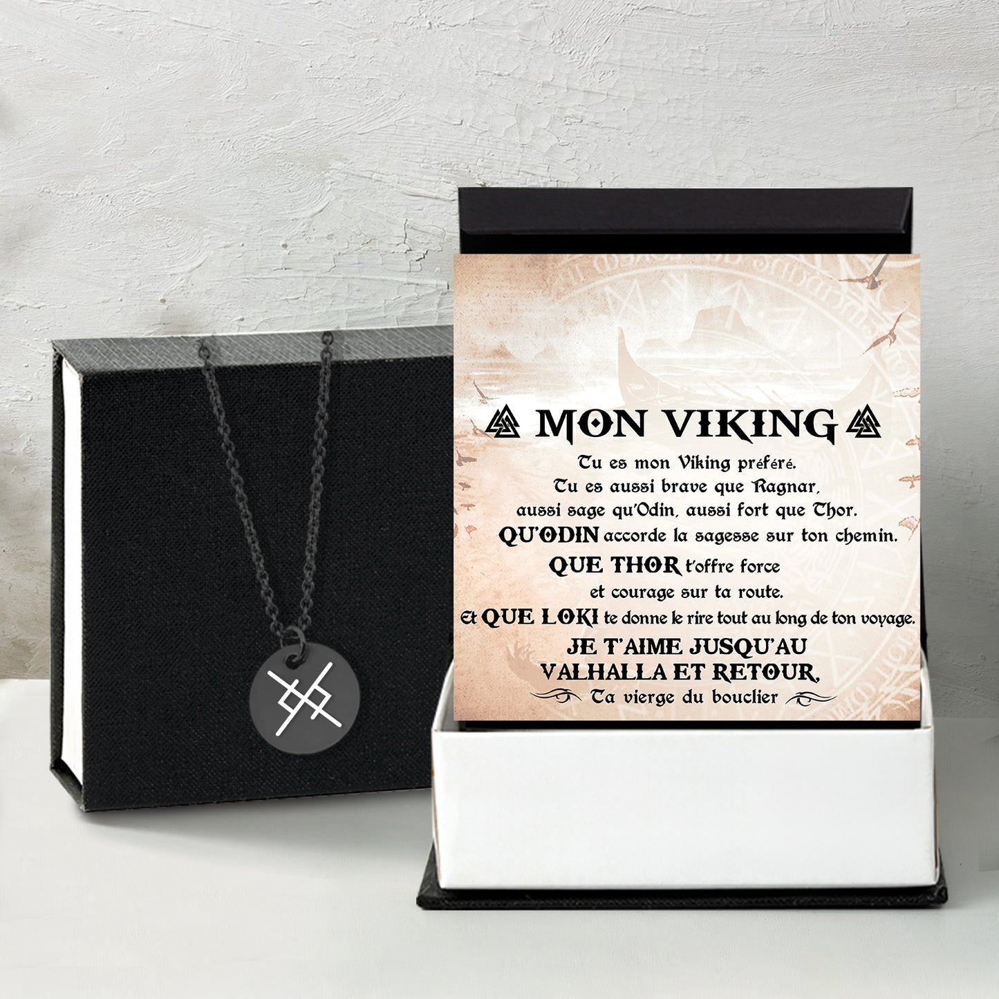 Colliers De Runes D'amour Éternel Pour Couple - Viking - Mon Viking - Je T'aime - Frgawi26001