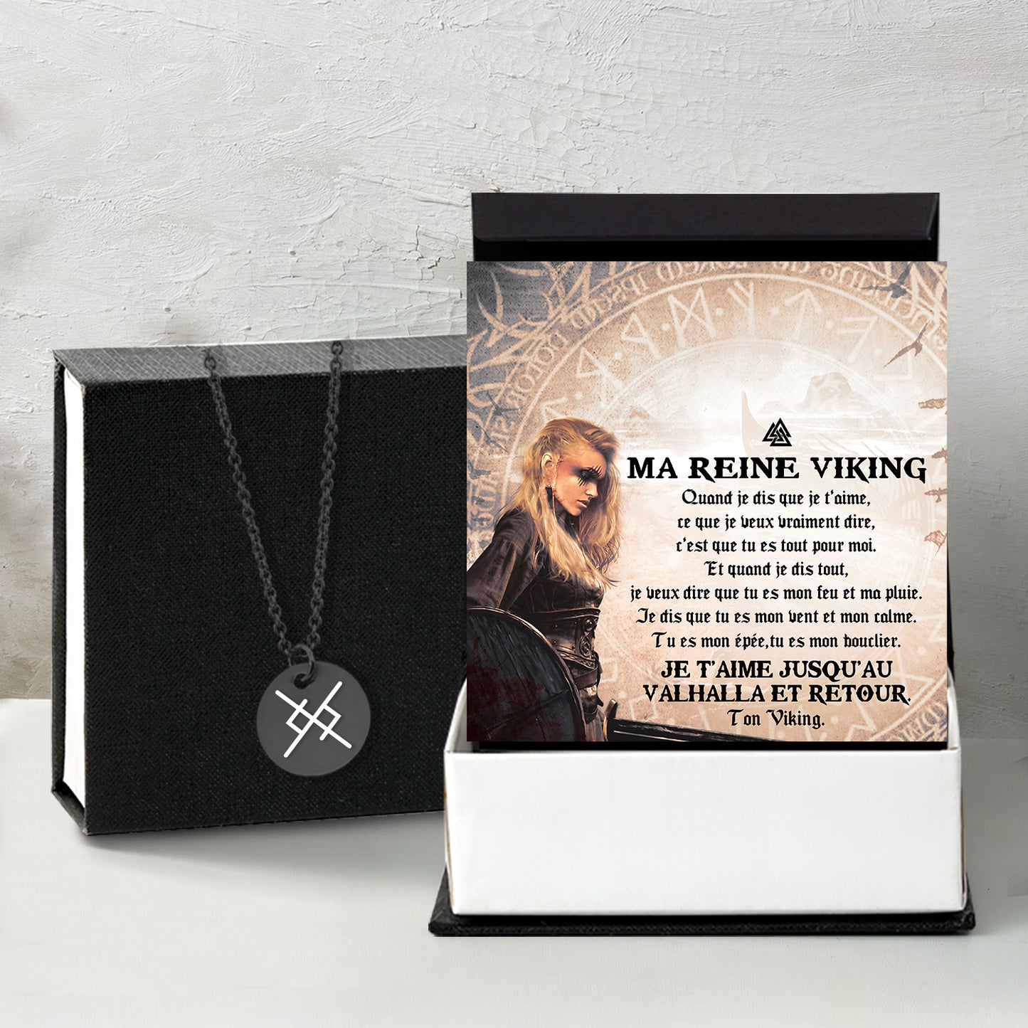 Colliers De Runes D'amour Éternel Pour Couple - Viking - Ma Reine Viking - Tu Es Mon Bouclier - Frgawi13002