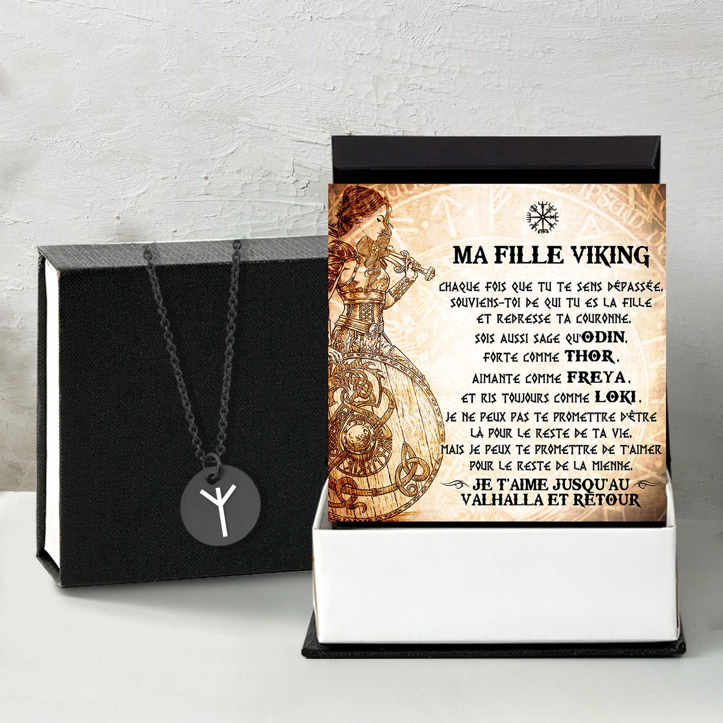 Collier Rune De Force - Viking - Ma Fille Viking - Je T'aime Jusqu'au Valhalla Et Retour - Frgawi17003