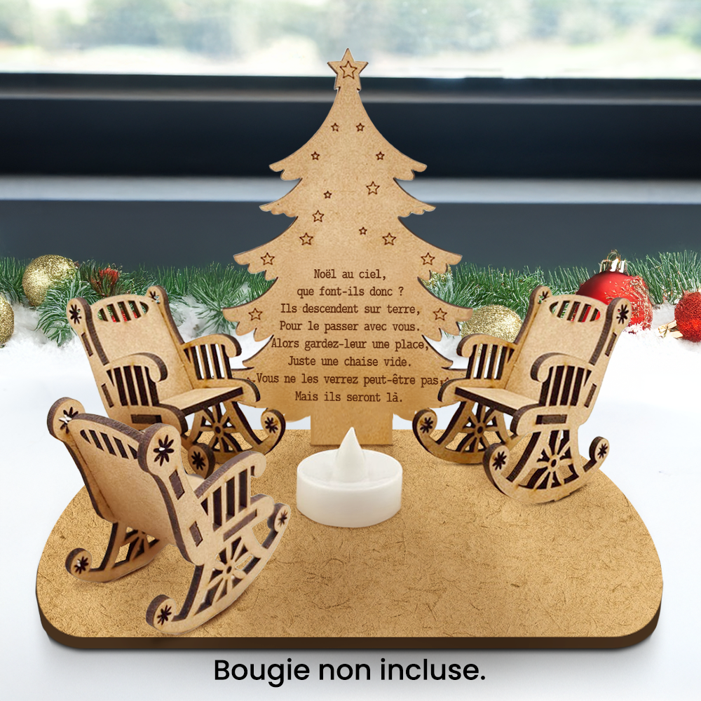 Présentoir Bougie Commémoratif de Noël Personnalisé - Famille - En mémoire des êtres chers - Frgblc34001