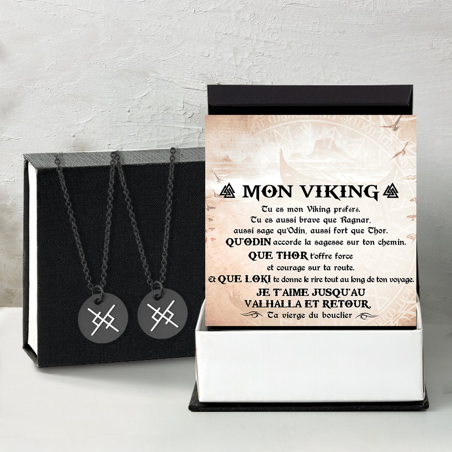 Colliers De Runes D'amour Éternel Pour Couple - Viking - Mon Viking - Je T'aime - Frgawi26001