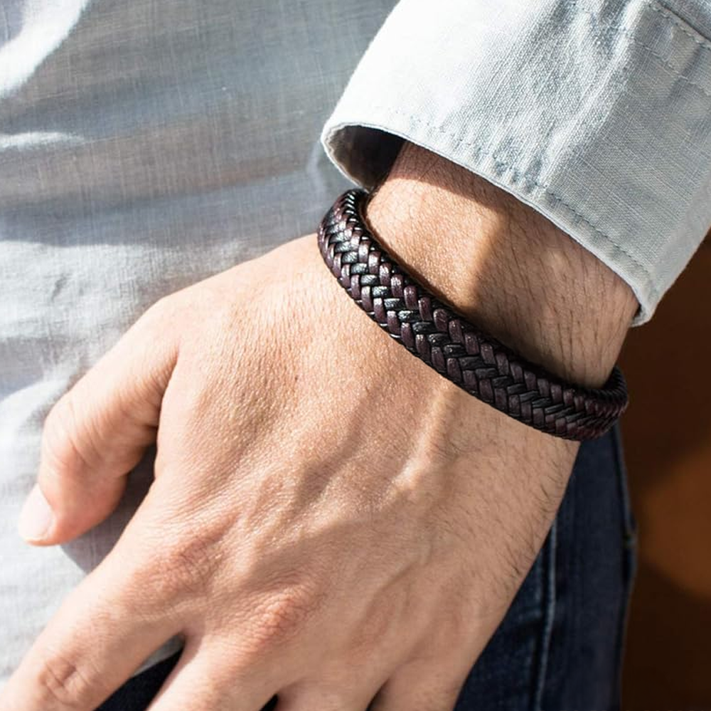 Bracelet En Cuir Tressé Marron Personnalisé - Famille - À Mon Petit-fils - Je Serai Toujours Avec Tol - Frgbzu22001