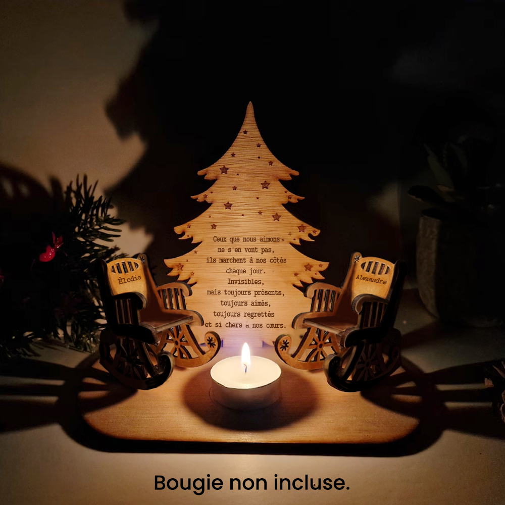 Présentoir Bougie Commémoratif de Noël Personnalisé - Famille - En mémoire des êtres chers - Frgblc34003