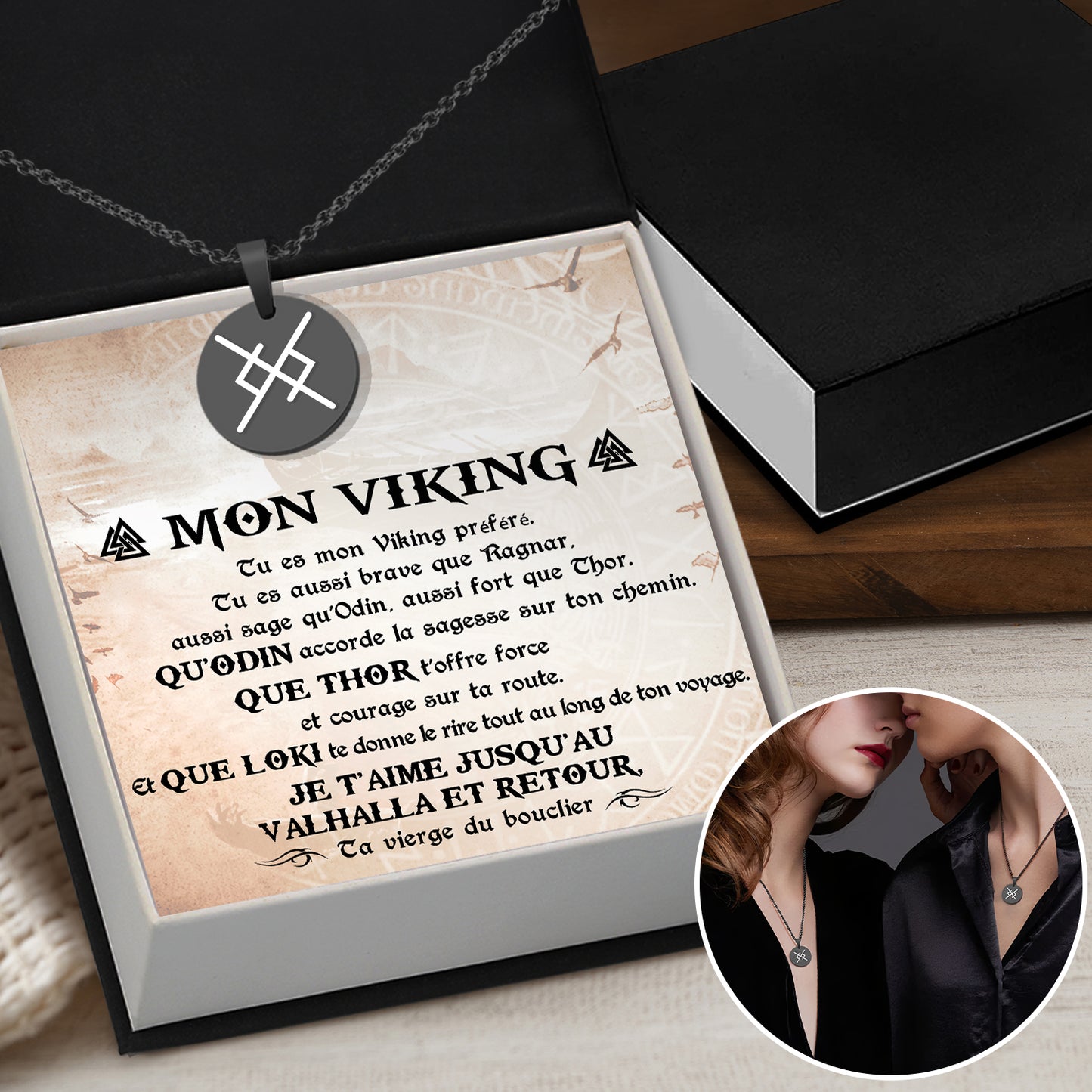 Colliers De Runes D'amour Éternel Pour Couple - Viking - Mon Viking - Je T'aime - Frgawi26001