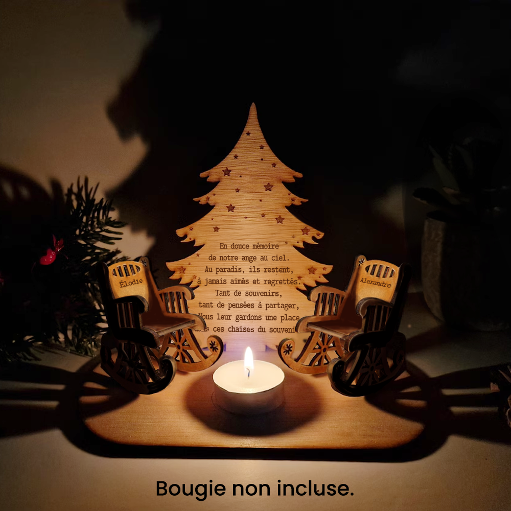 Présentoir Bougie Commémoratif de Noël Personnalisé - Famille - En mémoire des êtres chers - Frgblc34002