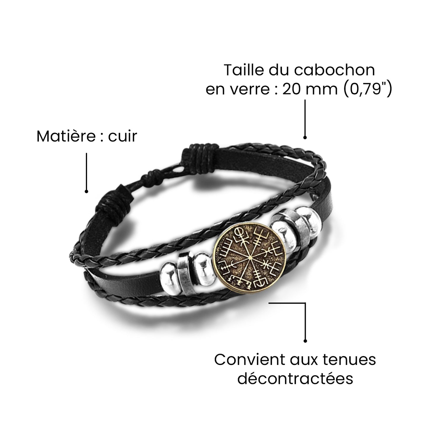 Bracelet Boussole Viking Personnalisé - Viking - A Mon Viking -  Je T'aime - Frgbla26002