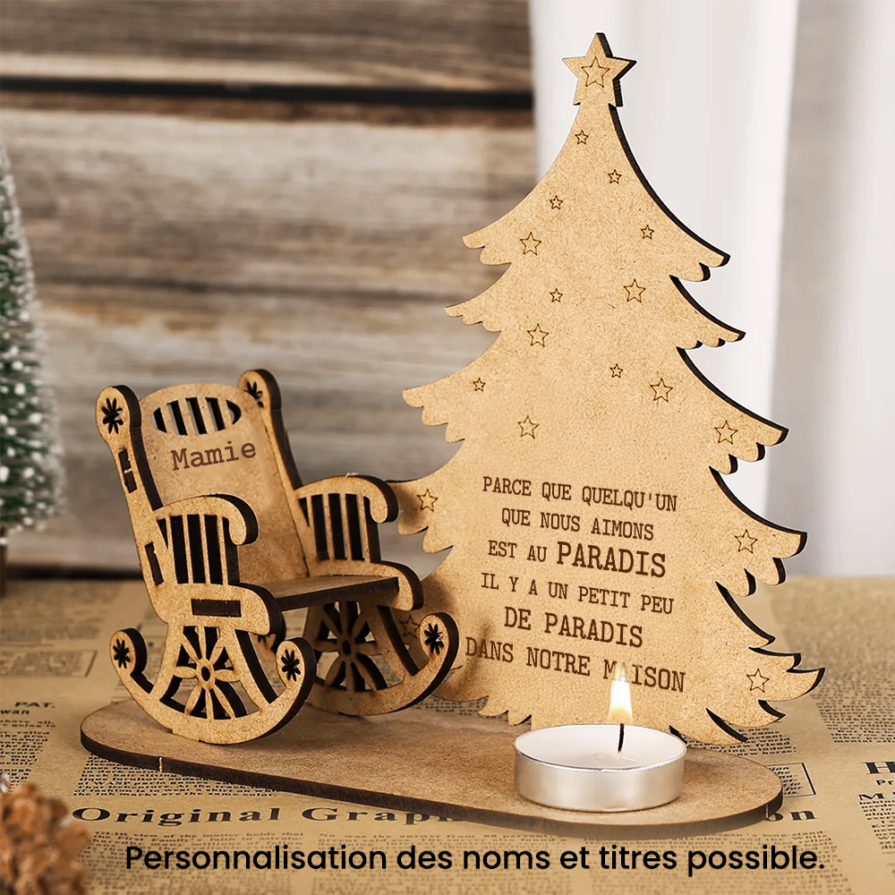 Présentoir Bougie Commémoratif de Noël Personnalisé - Famille - En mémoire des êtres chers - Frgblc34004