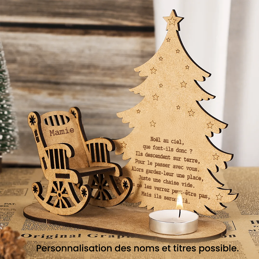 Présentoir Bougie Commémoratif de Noël Personnalisé - Famille - En mémoire des êtres chers - Frgblc34001