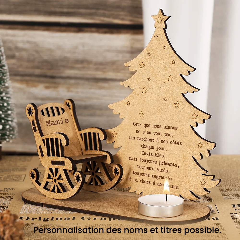 Présentoir Bougie Commémoratif de Noël Personnalisé - Famille - En mémoire des êtres chers - Frgblc34003