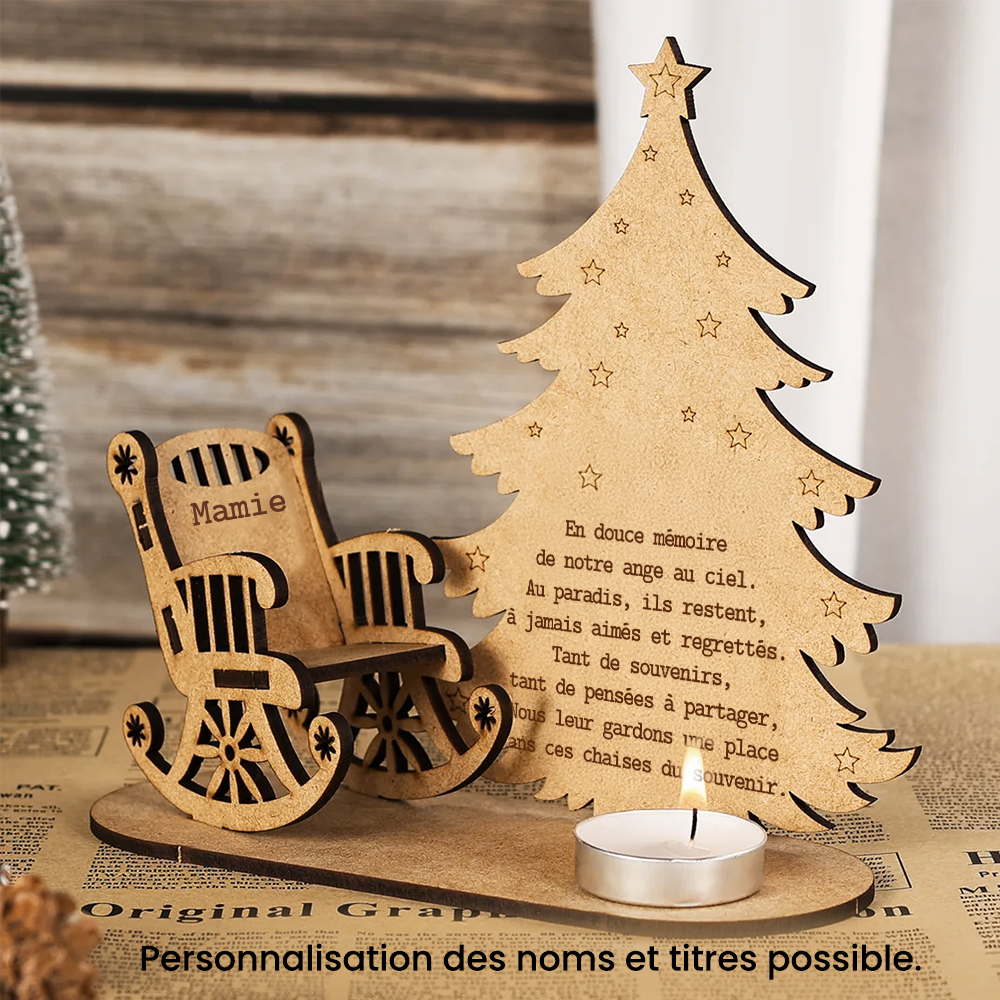 Présentoir Bougie Commémoratif de Noël Personnalisé - Famille - En mémoire des êtres chers - Frgblc34002