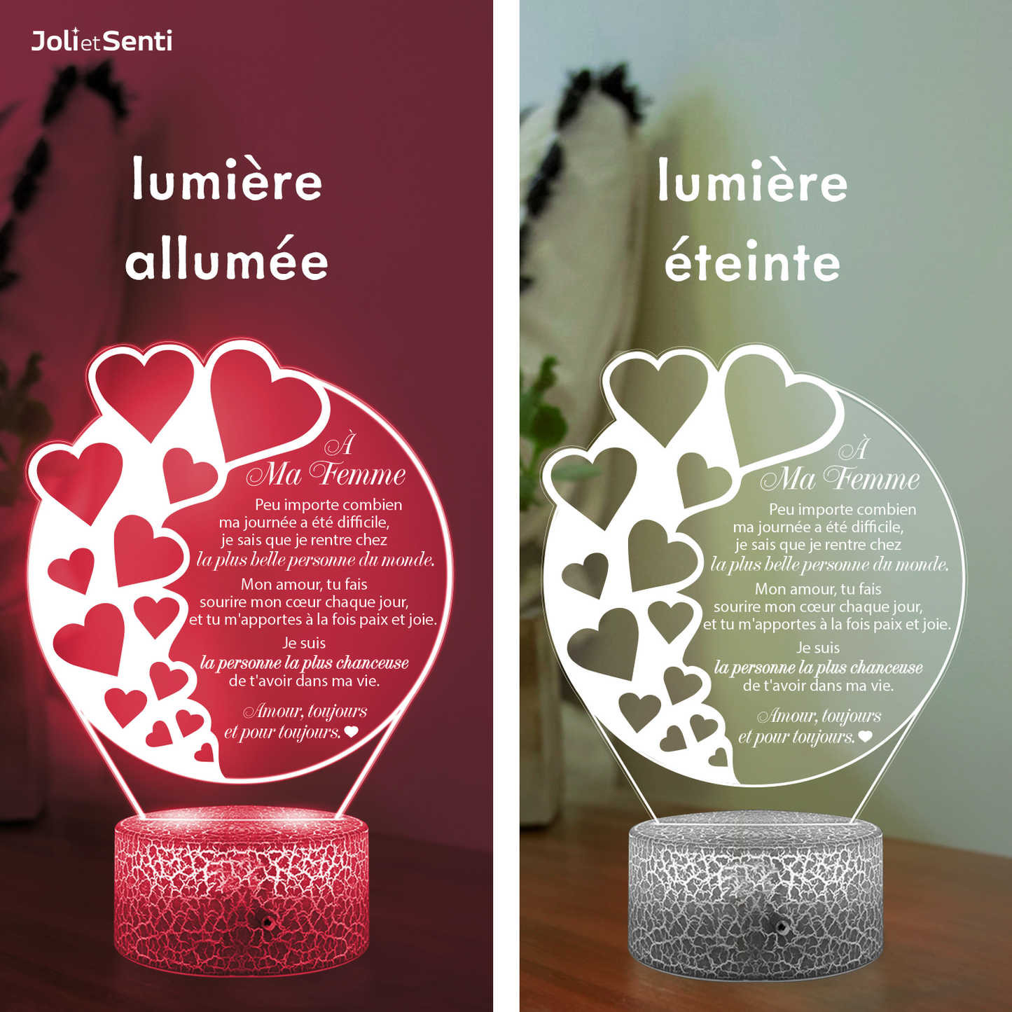 Coeur Led Lumière - Famille - À Ma Femme - Amour Toujours Et Pour Toujours - Frglca15003