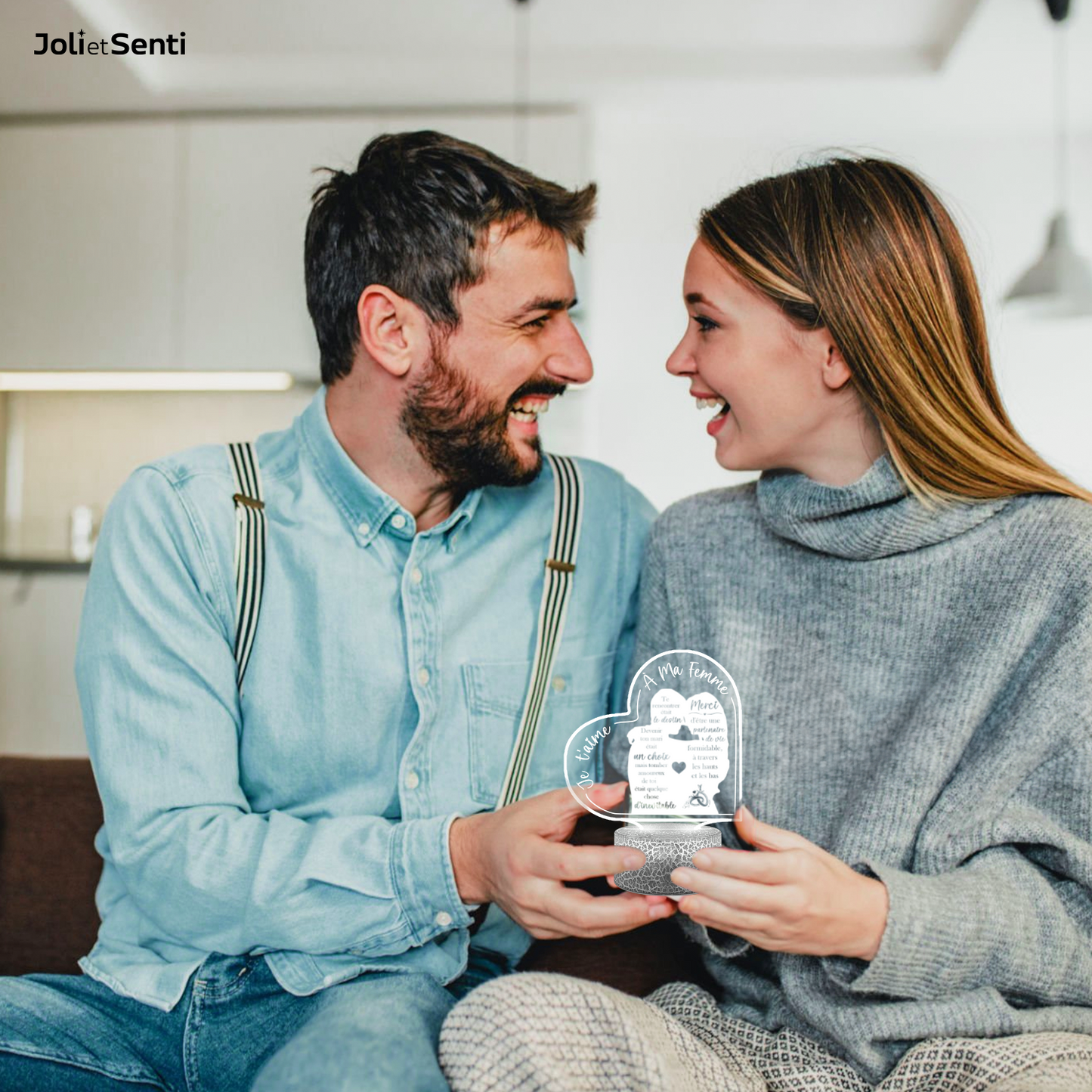 Coeur Led Lumière - Famille - À Ma Femme - Te Rencontrer Était Le Destin - Frglca15005