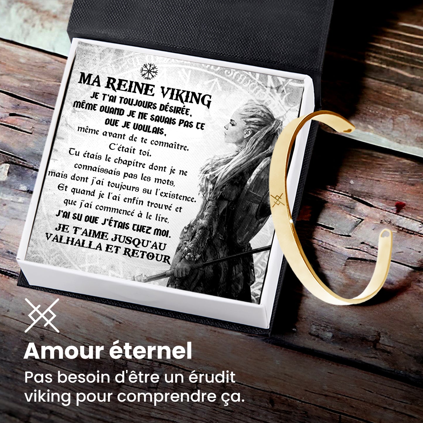 Bague De Bras Personnalisée - Viking - À Ma Reine Viking - Je T'aime Jusqu'au Valhalla Et Retour - Frgawk13001