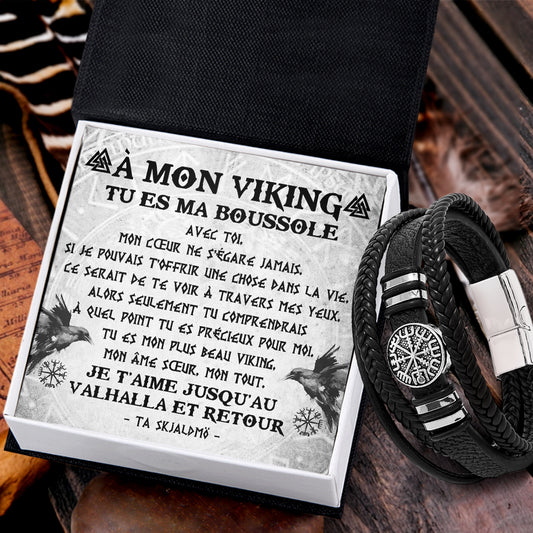 Bracelet Vegvísir - Viking - À Mon Viking - Je T'aime Jusqu'au Valhalla Et Retour - Frgbbo26001