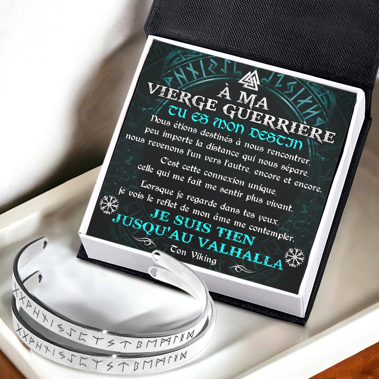 Bracelet Pour Couple - Viking - À Ma Vierge Guerrière - Je Suis Tien Jusqu'au Valhalla - Frgbt13002