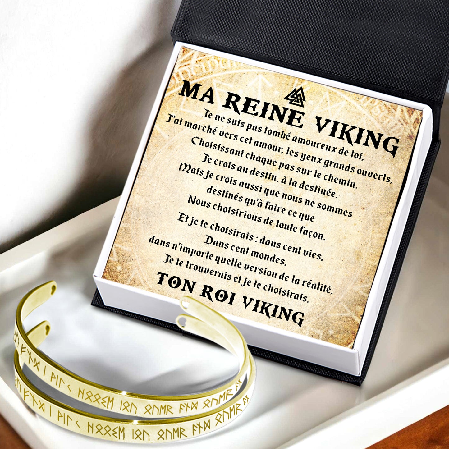 Bracelet Pour Couple - Viking - À Ma Vierge Guerrière - Je Te Trouverais Et Je Te Choisirais - Frgbt13005