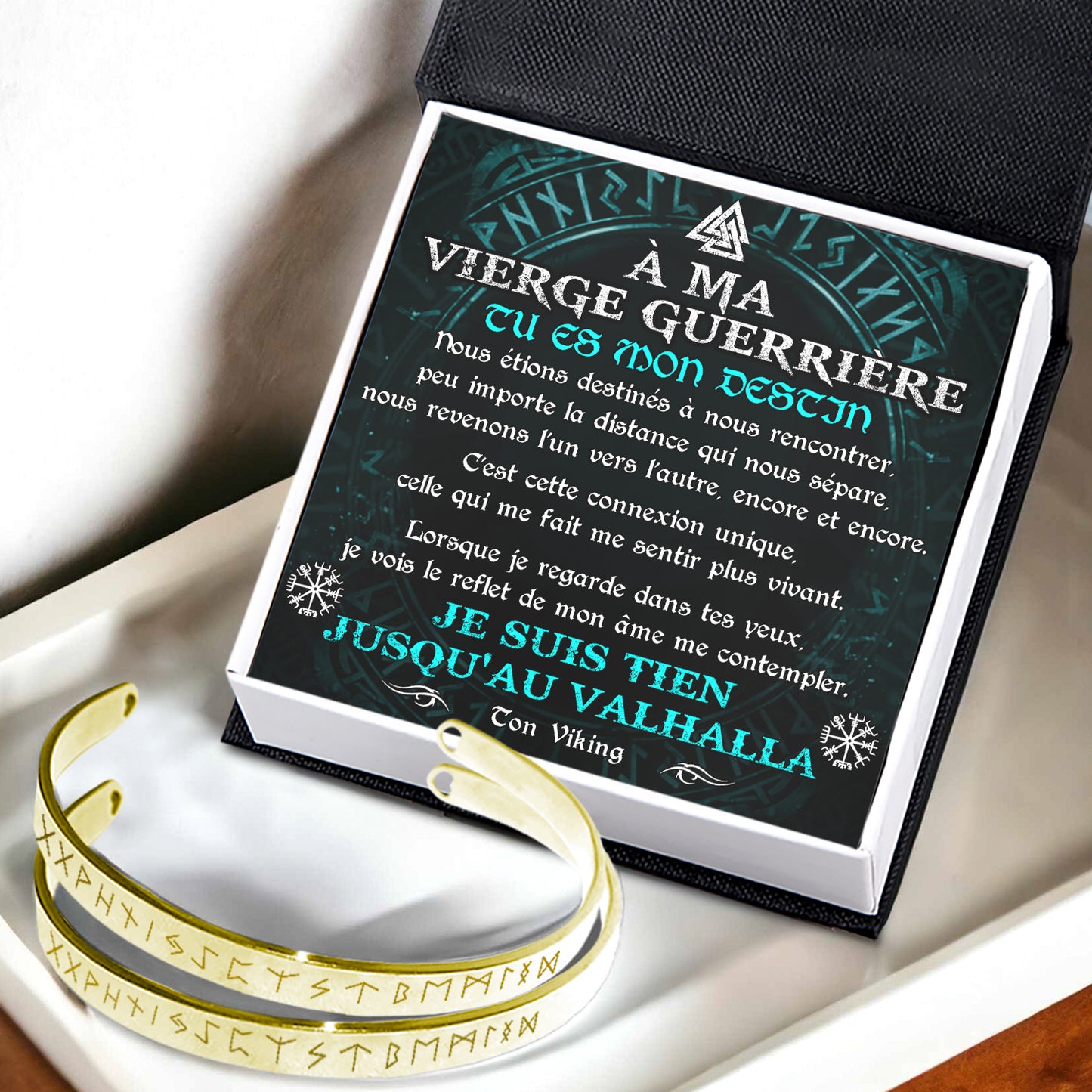 Bracelet Pour Couple - Viking - À Ma Vierge Guerrière - Je Suis Tien Jusqu'au Valhalla - Frgbt13002