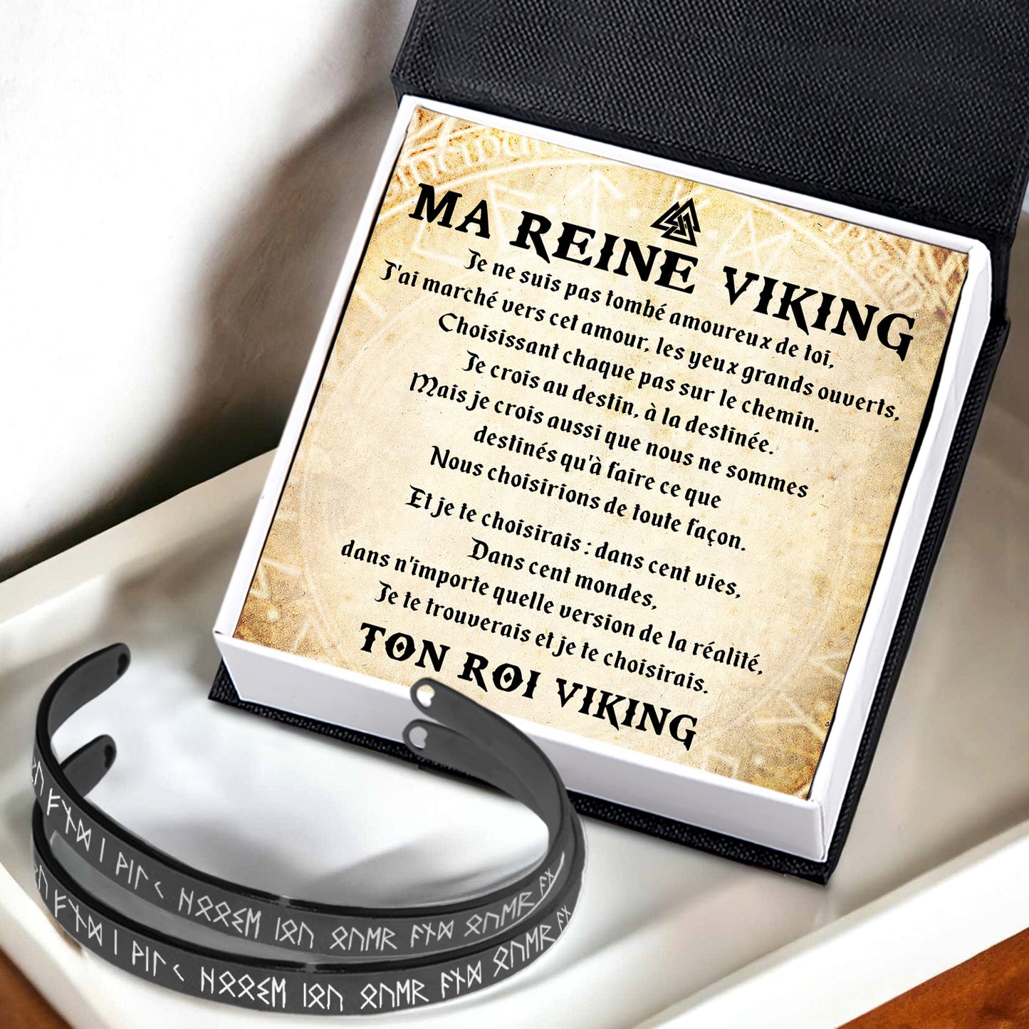 Bracelet Pour Couple - Viking - À Ma Vierge Guerrière - Je Te Trouverais Et Je Te Choisirais - Frgbt13005