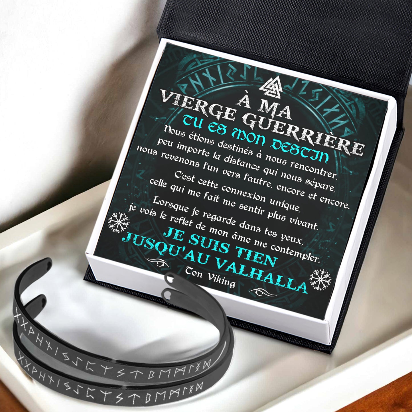 Bracelet Pour Couple - Viking - À Ma Vierge Guerrière - Je Suis Tien Jusqu'au Valhalla - Frgbt13002