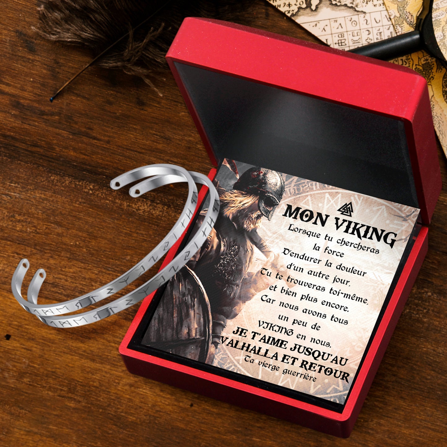 Bracelet Viking Pour Couple - Viking - Mon Viking - Je T'aime Jusqu'au Valhalla Et Retour - Frgbt26006