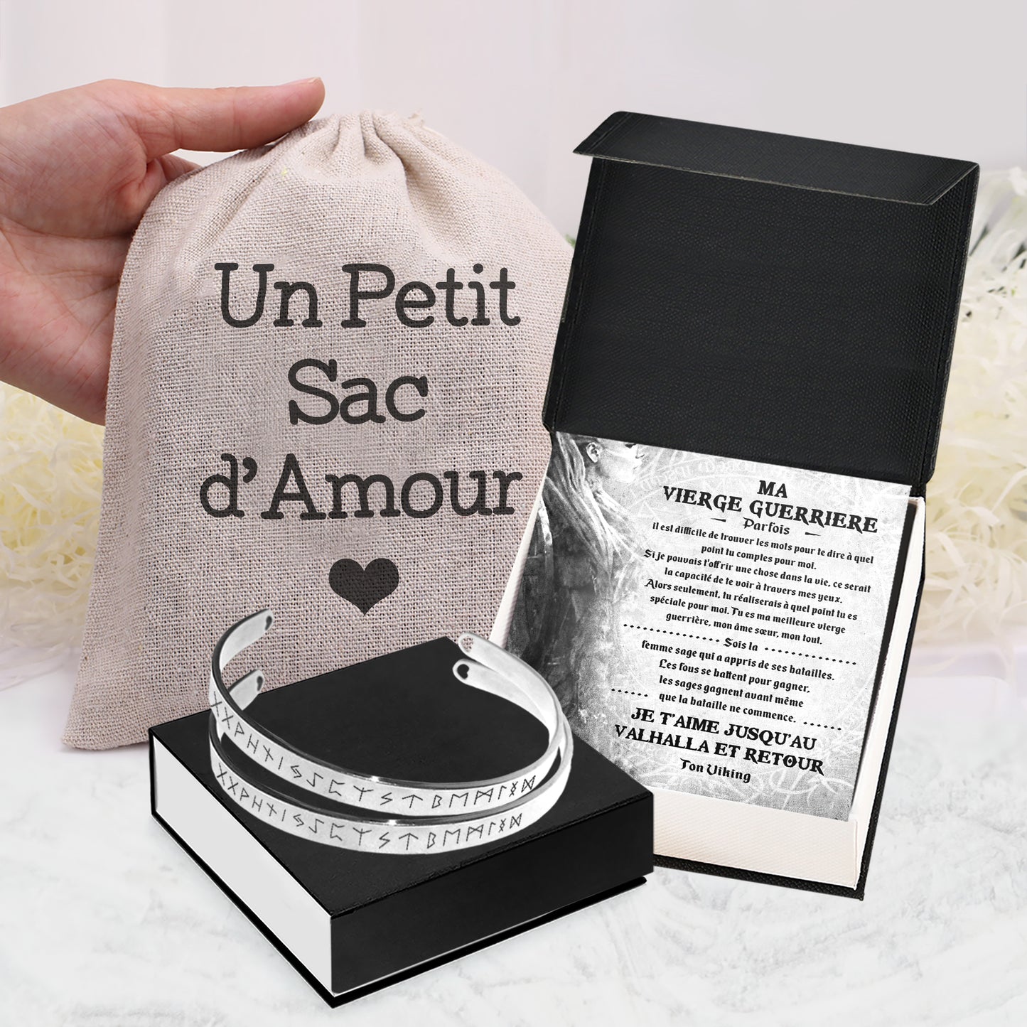 Bracelet Pour Couple - Viking - À Ma Vierge Guerrière - Je T'aime Jusqu'au Valhalla Et Retour - Frgbt13004