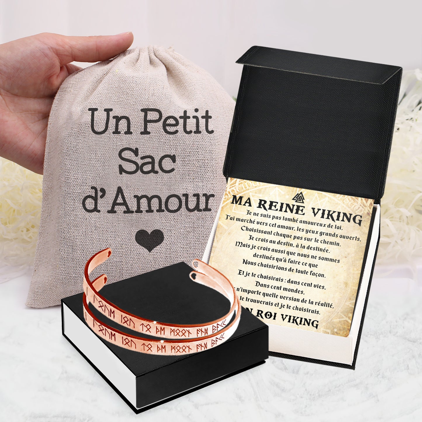 Bracelet Pour Couple - Viking - À Ma Vierge Guerrière - Je Te Trouverais Et Je Te Choisirais - Frgbt13005