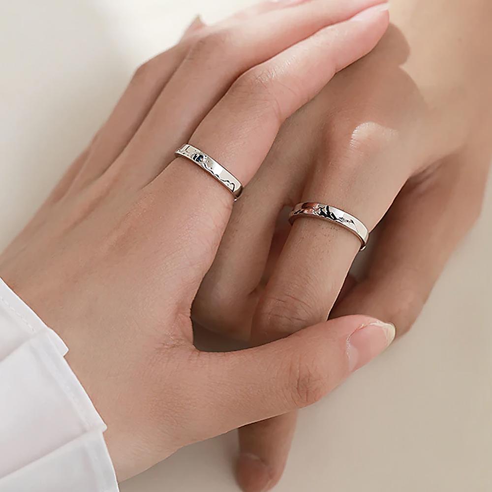 Bague De Promesse De Couple De Mer De Montagne - Bague À Taille Ajustable - Frgrlj00000