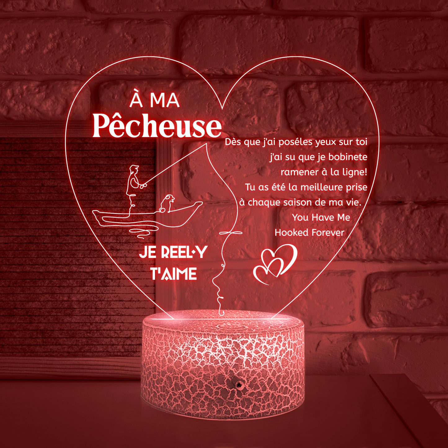 3D Led Lumière - Pêche - À Ma Pêcheuse - Je Reel-y T'aime - Frglca13009