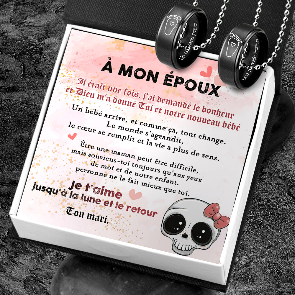 Colliers à Pendentifs Pour Couples - Crâne - À Mon Époux - Je T'aime Jusqu'à La Lune Et Le Retour - Frgnw15004