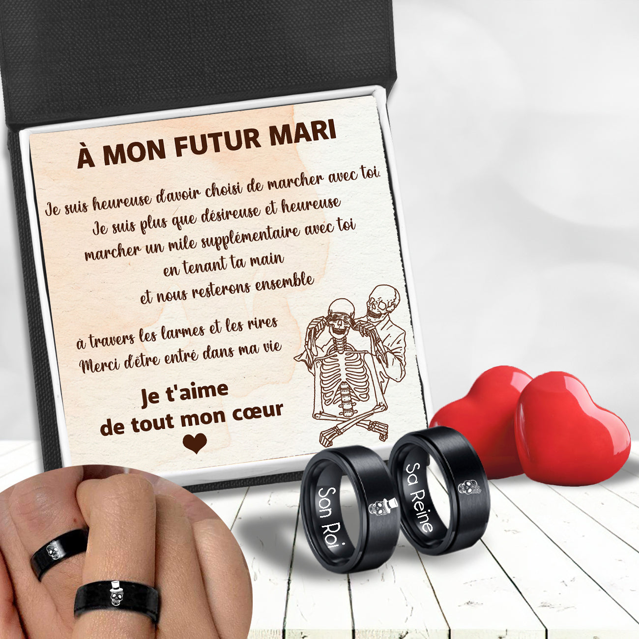 Bague De Couple - Crâne - À Mon Futur Mari - Je T'aime De Tout Mon Cœur - Frgrlc24001