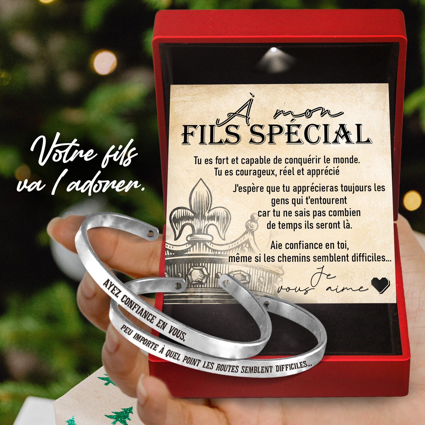 Bracelet de couple du fils - Famille - À Mon Fils - Je Vous Aime - Frgbt16001