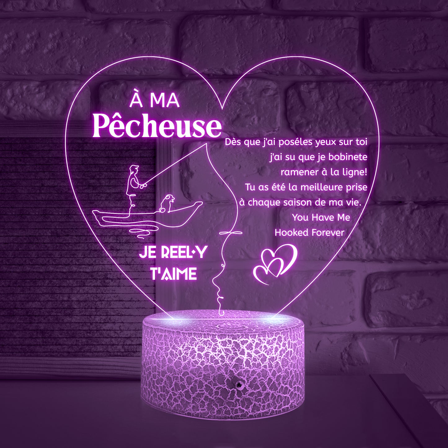 3D Led Lumière - Pêche - À Ma Pêcheuse - Je Reel-y T'aime - Frglca13009