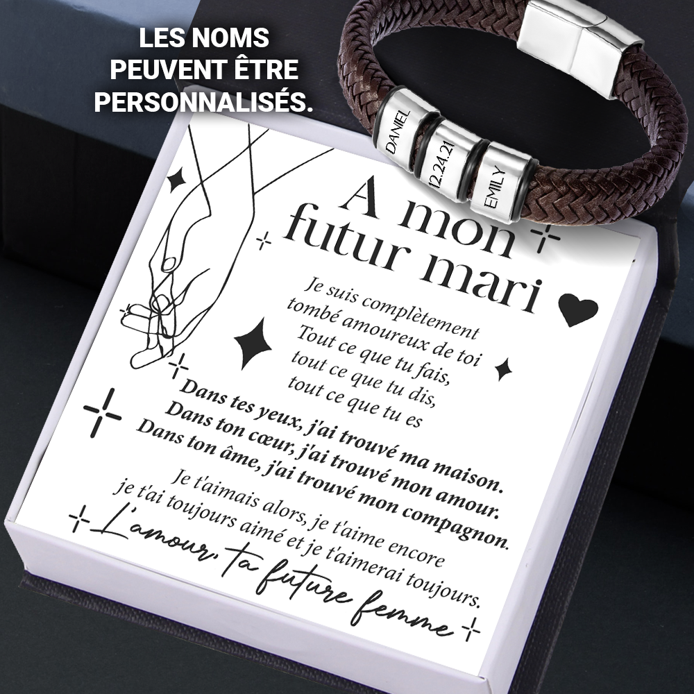 Bracelet En Cuir Personnalisé - La Famille - A Mon Futur Mari - J'ai Trouvé Ma Maison - Frgbzl24002