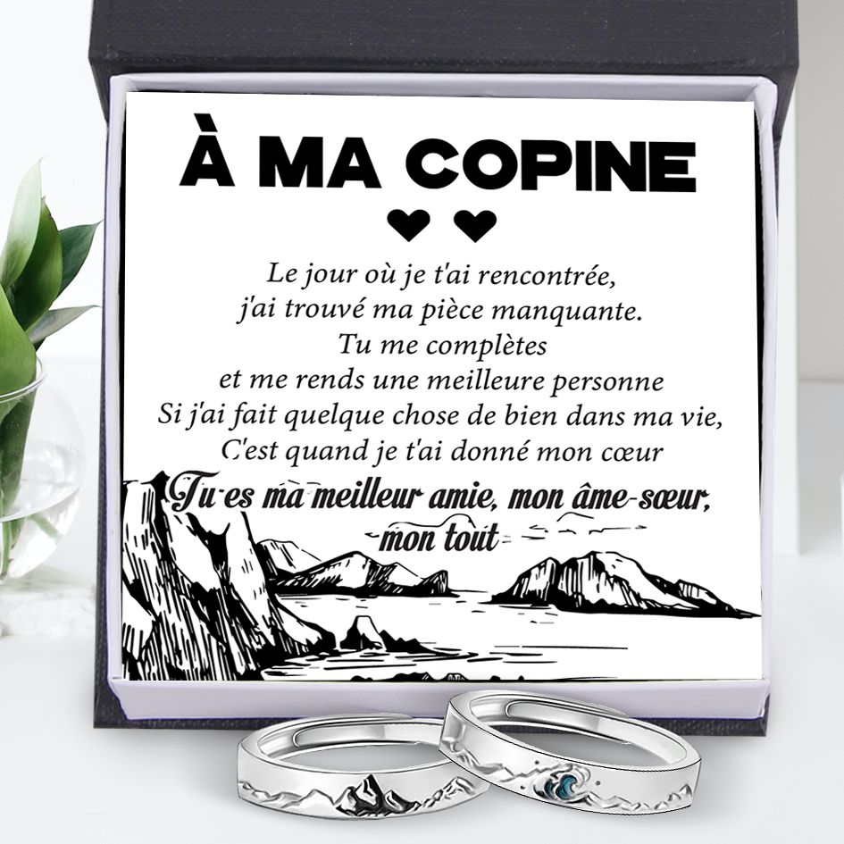 Bague De Promesse De Couple De Mer De Montagne - Bague De Taille Réglable - Famille - À Ma Copine - C'est Quand Je T'ai Donné Mon Cœur - Frgrlj13005