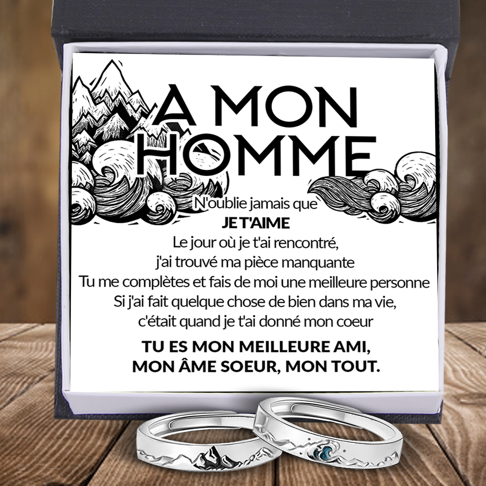 Bague De Promesse De Couple De Mer De Montagne - Bague De Taille Réglable - Famille - A Mon Homme - Je T'aime - Frgrlj26001