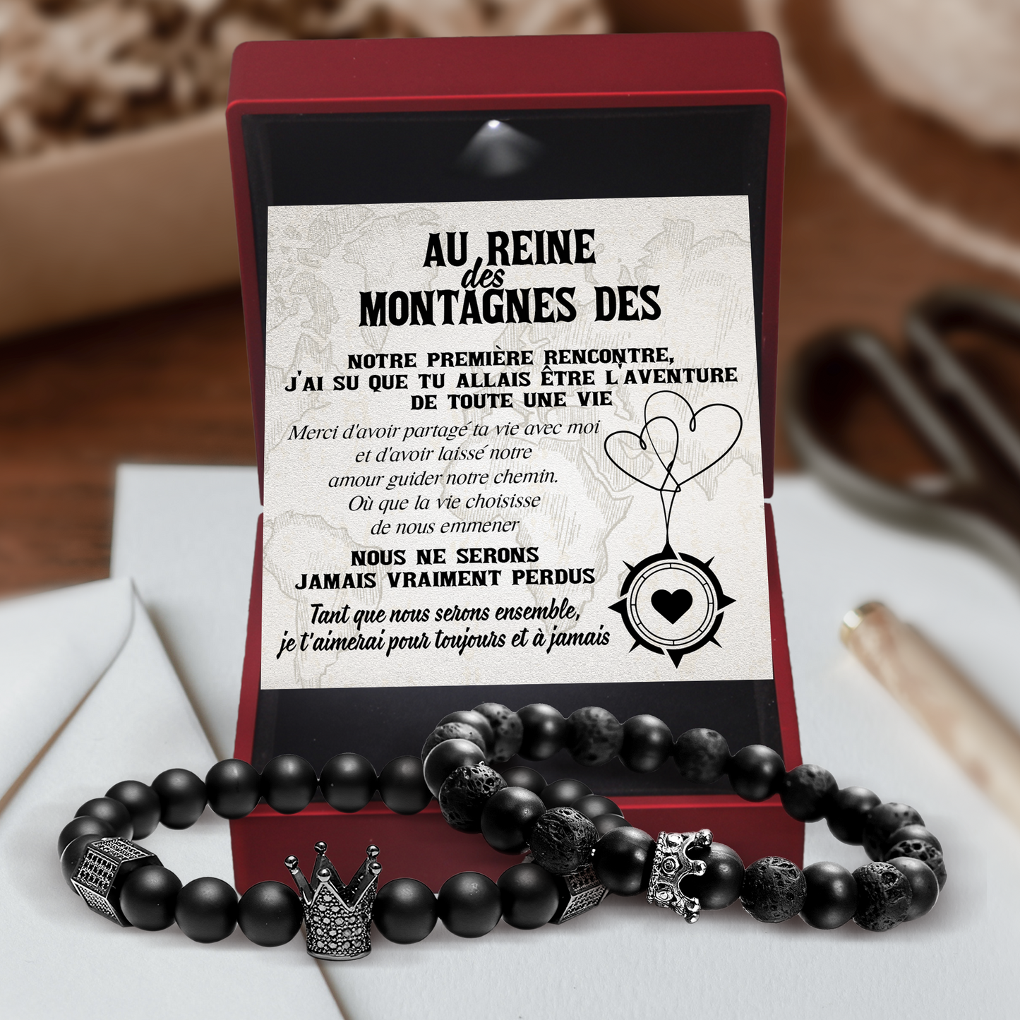 Bracelets Couple Roi & Reine - Randonnée - Au Reine Des Montagnes Des - Merci D'avoir Partagé Ta Vie - Frgbae13001