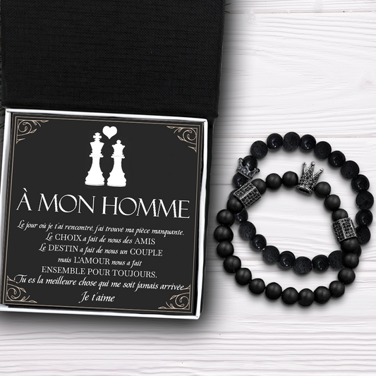 Bracelets Couple Roi & Reine - La Famille - À Mon Homme - L'amour Nous A Fait Ensemble Pour Toujours - Frgbae26004