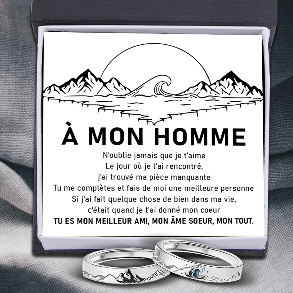 Bague De Promesse De Couple De Mer De Montagne - Bague De Taille Réglable - Famille - À Mon Homme - Je T'ai Donné Mon Coeur - Frgrlj26003