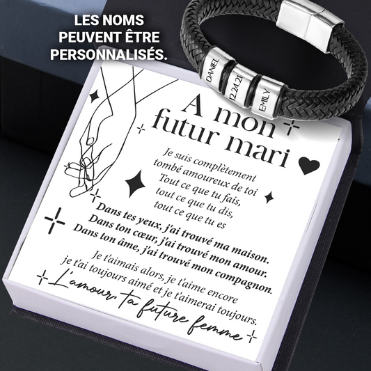 Bracelet En Cuir Personnalisé - La Famille - A Mon Futur Mari - J'ai Trouvé Ma Maison - Frgbzl24002